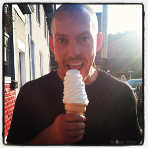 Holt with his celebratory ice cream.