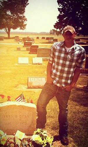 Chad Law at James Dean's grave.