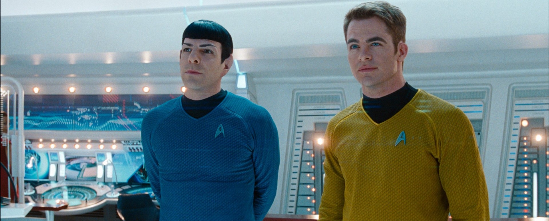 Star Trek Into Darkness", James T. Kirk and Spock. 