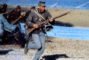 Denzel Washington as Private Silas Trip in "Glory" during the storming of Fort Wagner.